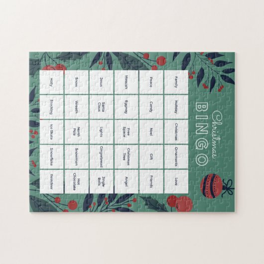 Groene Bloemen Kerstmis Bingo Jigsaw Puzzel (Horizontaal)