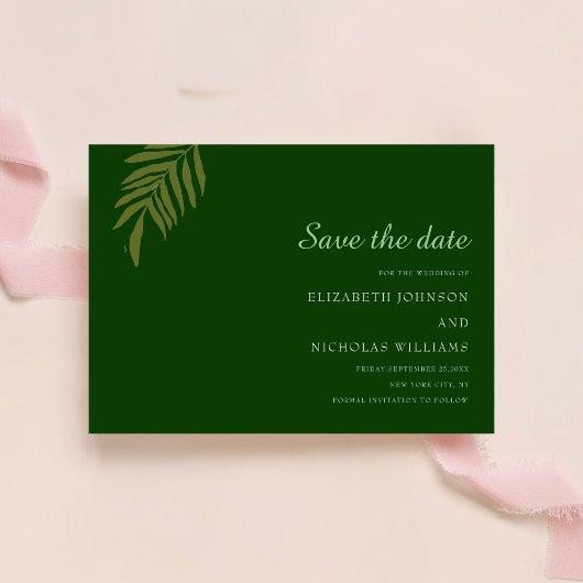 Groene Bloemen Klassieke bruiloft Save The Date