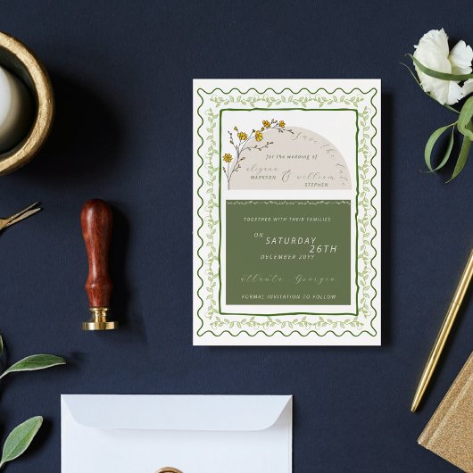  Groene Bloemen Lijst bruiloft Save the date