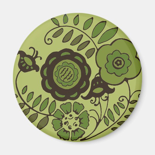 Groene bloemen magneet (Voorkant)