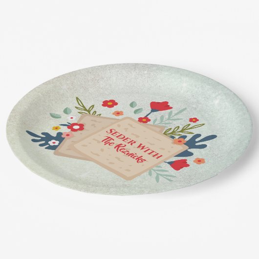 Groene bloemen met Matzah Passover Seder Papieren Bordje (Gekanteld)