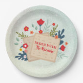 Groene bloemen met Matzah Passover Seder Papieren Bordje (Voorkant)