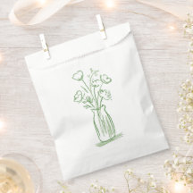 Groene Bloemen | Minimaal Handgetekend Botanisch F