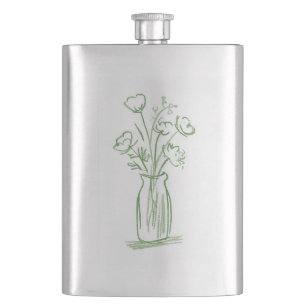 Groene Bloemen   Minimaal Handgetekend Botanisch F Flacon