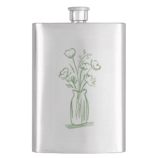 Groene Bloemen | Minimaal Handgetekend Botanisch F Flacon