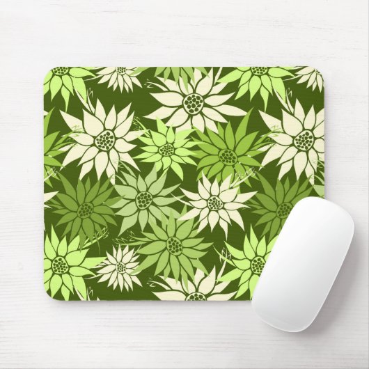 Groene bloemen Mousepad Muismat (Met muis)