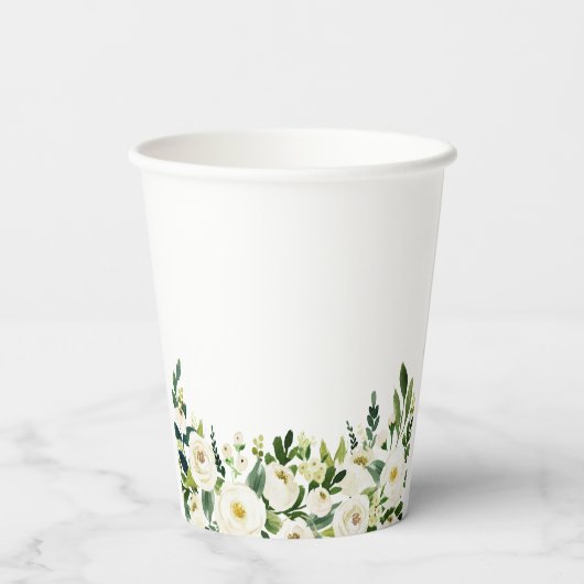 Groene bloemen Mr en Mrs Hart Script Trouw Papieren Bekers (Achterkant)