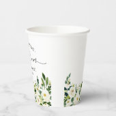 Groene bloemen Mr en Mrs Hart Script Trouw Papieren Bekers (Links)