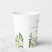 Groene bloemen Mr en Mrs Hart Script Trouwdag Papieren Bekers (Rechts)