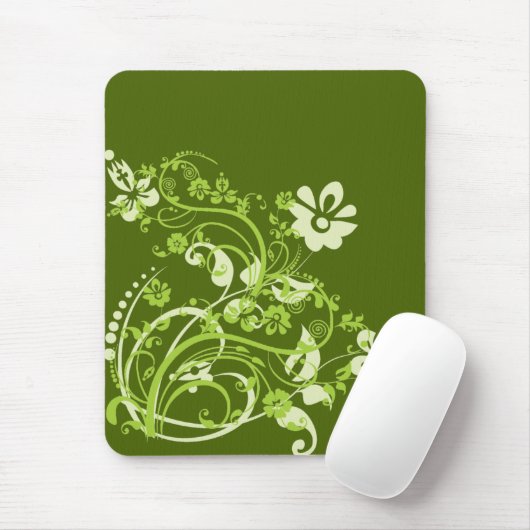 Groene bloemen muismat (Met muis)