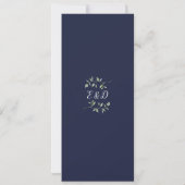 Groene Bloemen Navy Blauwe QR Code Trouwfeest Kaart (Achterkant)