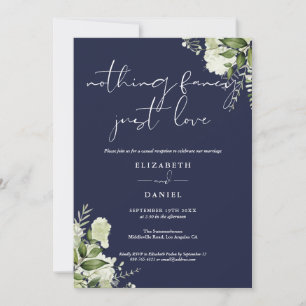 Groene Bloemen Navy Elopement Trouwreceptie Kaart