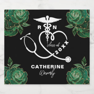 Groene Bloemen Nursing School Sparkling Wijnetiket