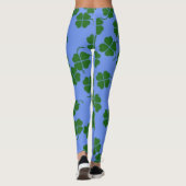 Groene bloemen op blauw leggings (Achterkant)