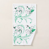 Groene bloemen op paarse achtergrond bad handdoek (Handdoek)