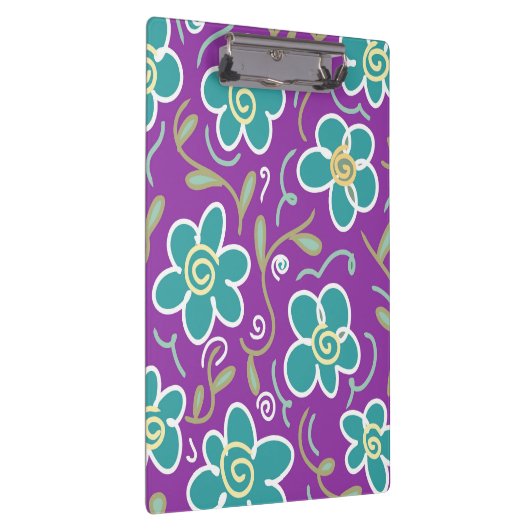 Groene bloemen op paarse design klembord (Rechts)