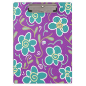 Groene bloemen op paarse design klembord (Voorkant)
