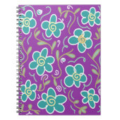Groene bloemen op paarse design notitieboek (Voorkant)