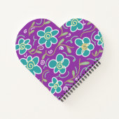 Groene bloemen op paarse design notitieboek (Achterkant)