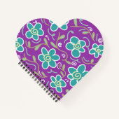 Groene bloemen op paarse design notitieboek (Voorkant)