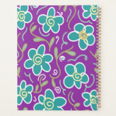 Groene bloemen op paarse design planner (Achterkant)
