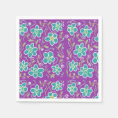 Groene bloemen op paarse design servet (Voorkant)