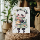 Groene Bloemen Panda Baby Burp Doek Medium Cadeauzakje