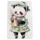 Groene Bloemen Panda Baby Burp Doek Medium Cadeauzakje (Achterkant)