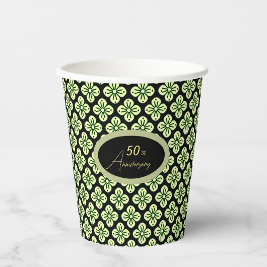 Groene bloemen papieren bekers (Voorkant)