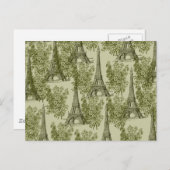 Groene Bloemen Parijs Eiffeltoren Briefkaart (Voorkant / Achterkant)