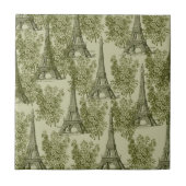 Groene Bloemen Parijs Eiffeltoren Tegeltje (Voorkant)