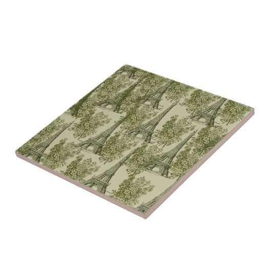 Groene Bloemen Parijs Eiffeltoren Tegeltje (Zijkant)