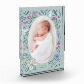 Groene Bloemen Pasgeboren Foto Keepsake (Links)