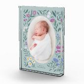 Groene Bloemen Pasgeboren Foto Keepsake (Rechts)