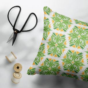 Groene bloemen, patroon van bloemen, bloempatroon accent kussen