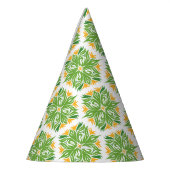 Groene bloemen, patroon van bloemen, bloempatroon feesthoedjes (Links)