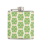 Groene bloemen, patroon van bloemen, bloempatroon heupfles (Voorkant)