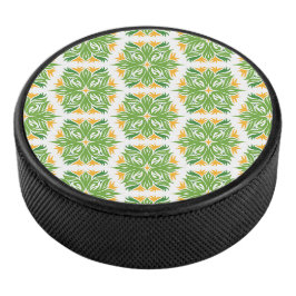 Groene bloemen, patroon van bloemen, bloempatroon hockey puck