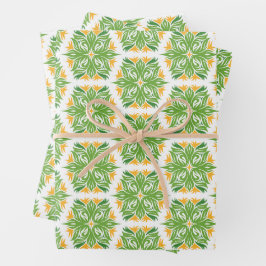 Groene bloemen, patroon van bloemen, bloempatroon inpakpapier vel