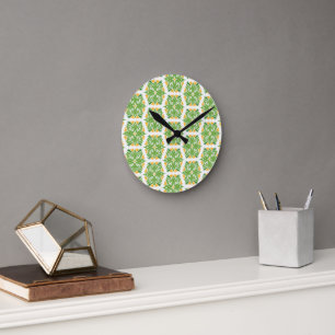 Groene bloemen, patroon van bloemen, bloempatroon ronde klok