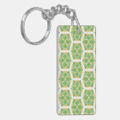 Groene bloemen, patroon van bloemen, bloempatroon sleutelhanger (Voorkant Links)