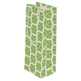 Groene bloemen, patroon van bloemen, bloempatroon wijn cadeautas