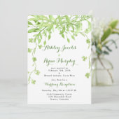 Groene Bloemen Post Bruiloftsreceptie Alleen Kaart (Staand voorkant)