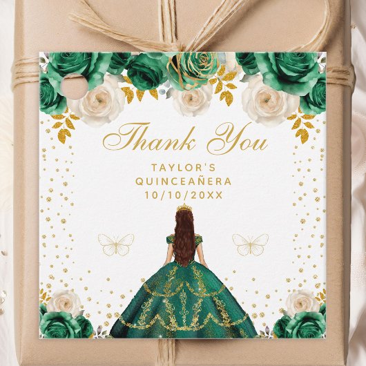 Groene Bloemen Prinses Quinceañera Bedankjes Labels