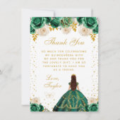 Groene Bloemen Prinses Quinceañera Bedankkaart (Voorkant)