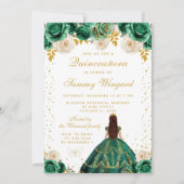 Groene Bloemen Prinses Quinceañera Kaart (Voorkant)