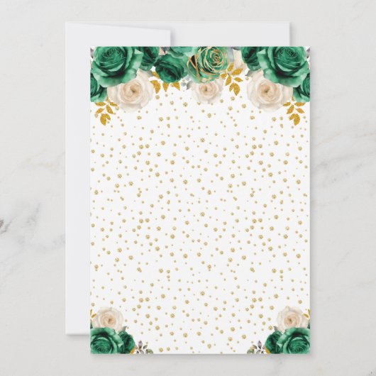 Groene Bloemen Prinses Quinceañera Kaart (Achterkant)