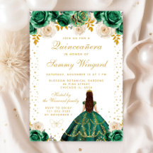 Groene Bloemen Prinses Quinceañera