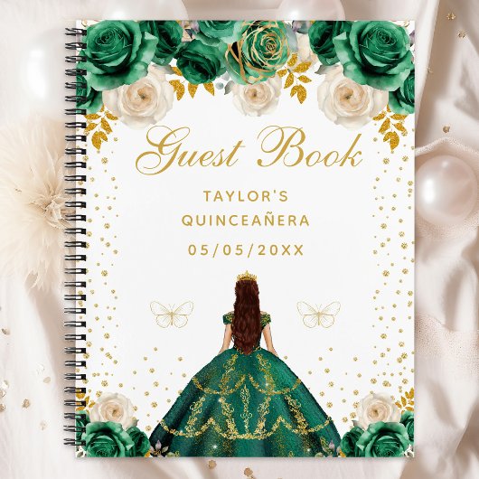 Groene Bloemen Prinses Quinceañera Notitieboek