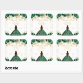 Groene Bloemen Prinses Quinceañera Vierkante Sticker (Vel)